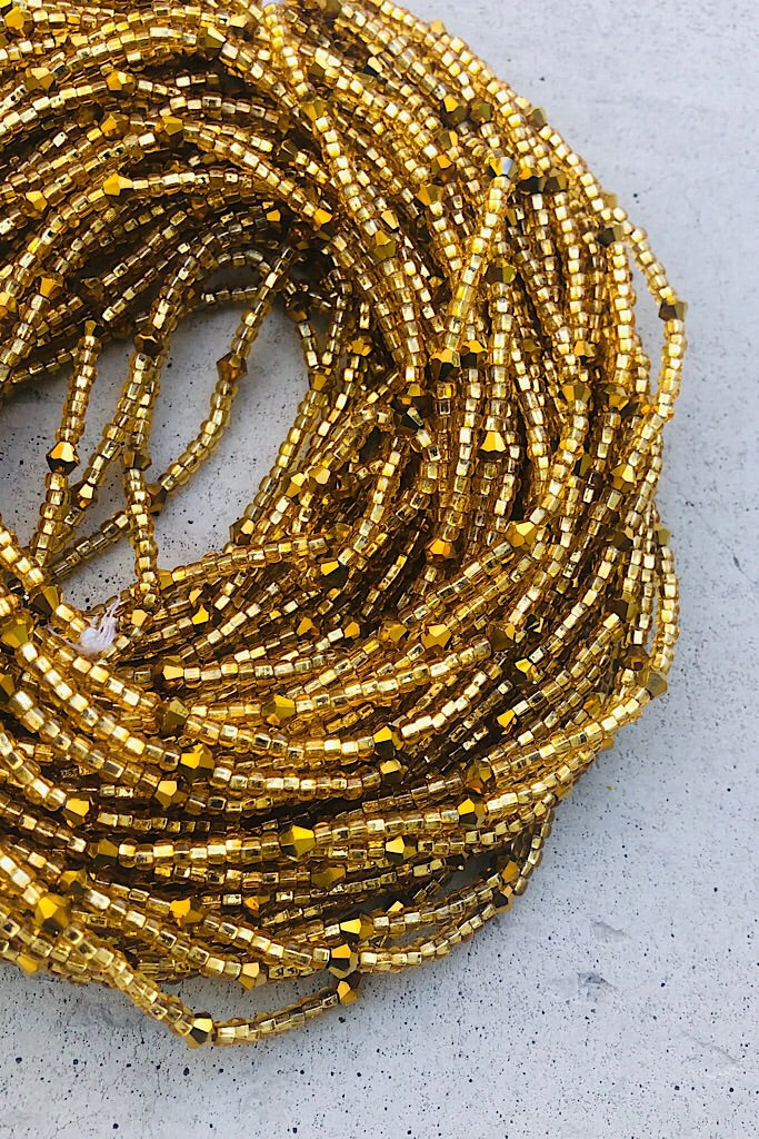 sparkly gold waist beads