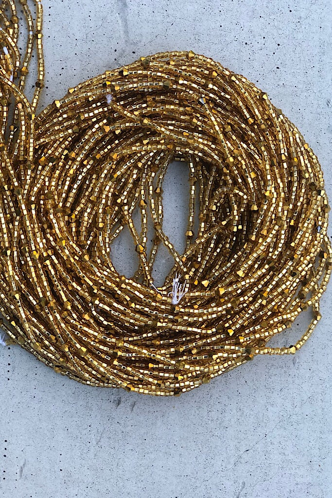 gold tie on waist beads