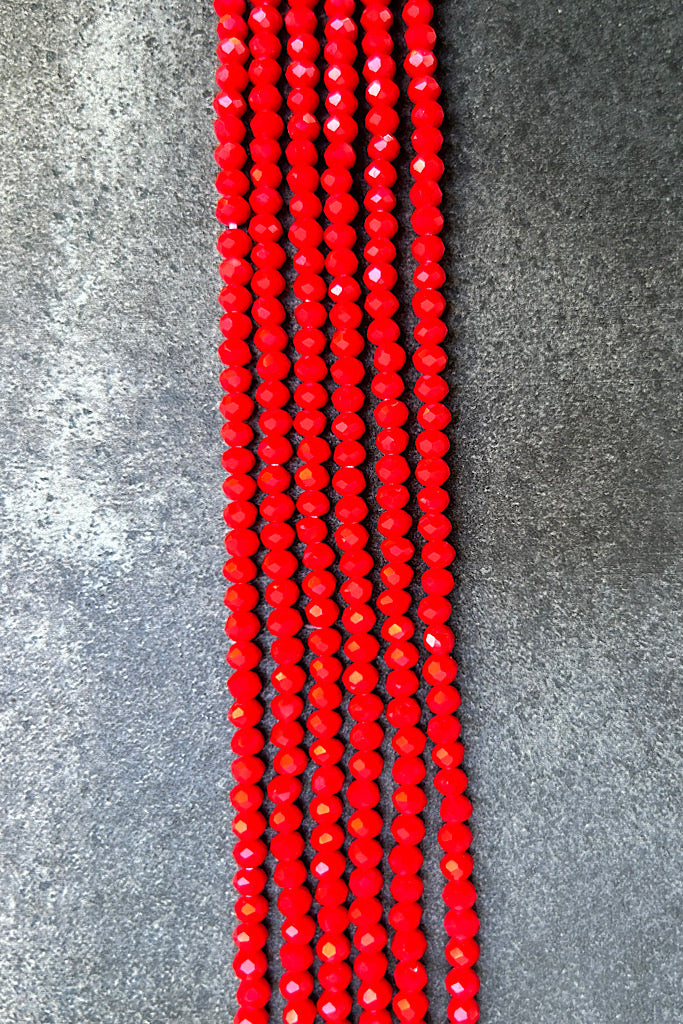 Crystal Clear Waist Beads with Red Accent Adinkra Expo