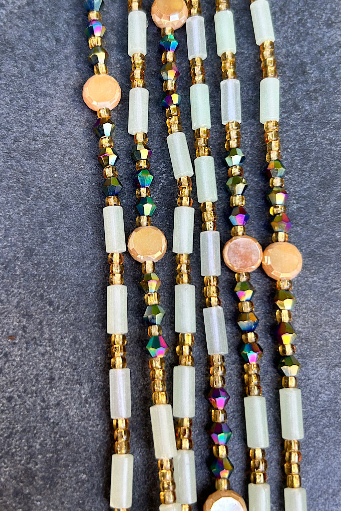 Crystal Clear Waist Beads with Red Accent – Adinkra Expo