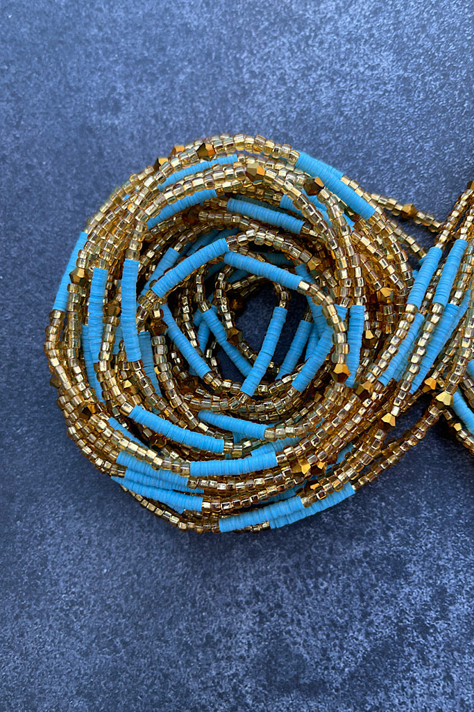 Waist Beads- Blue and Gold
